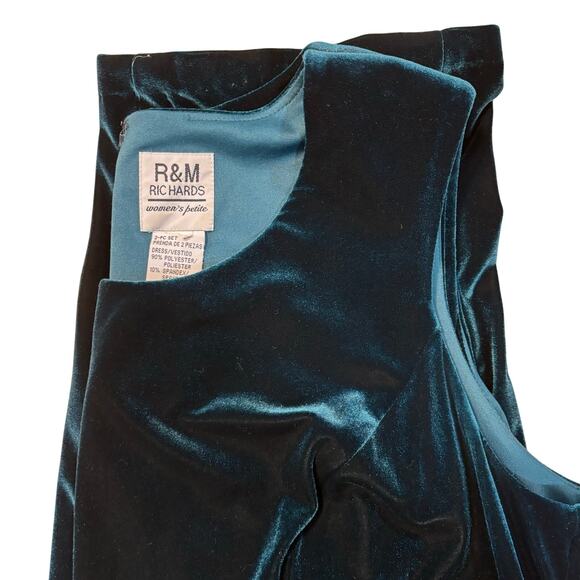 R&M Richards Women's dark teal emerald Velvet Dress, size medium - Picture 11 of 11